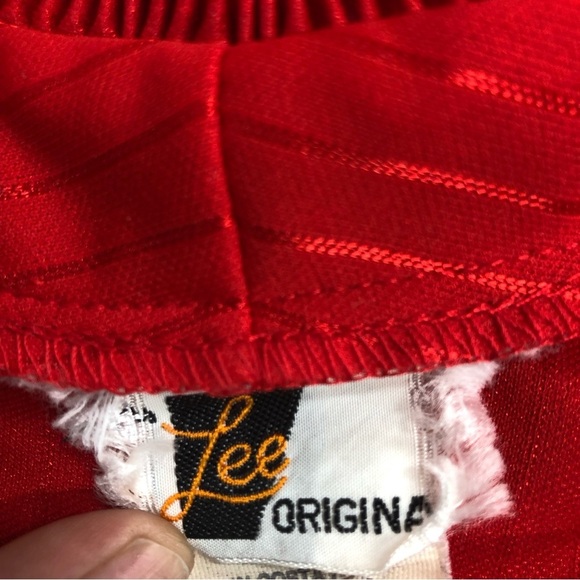 Vintage Red ruffled women’s blouse size 44 secretary top button down - Picture 3 of 9